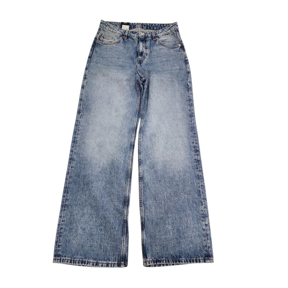 NWT Monki Naoki Jeans Women 28 Blue Low Waist Baggy Y2K Streetwear Grunge Retro